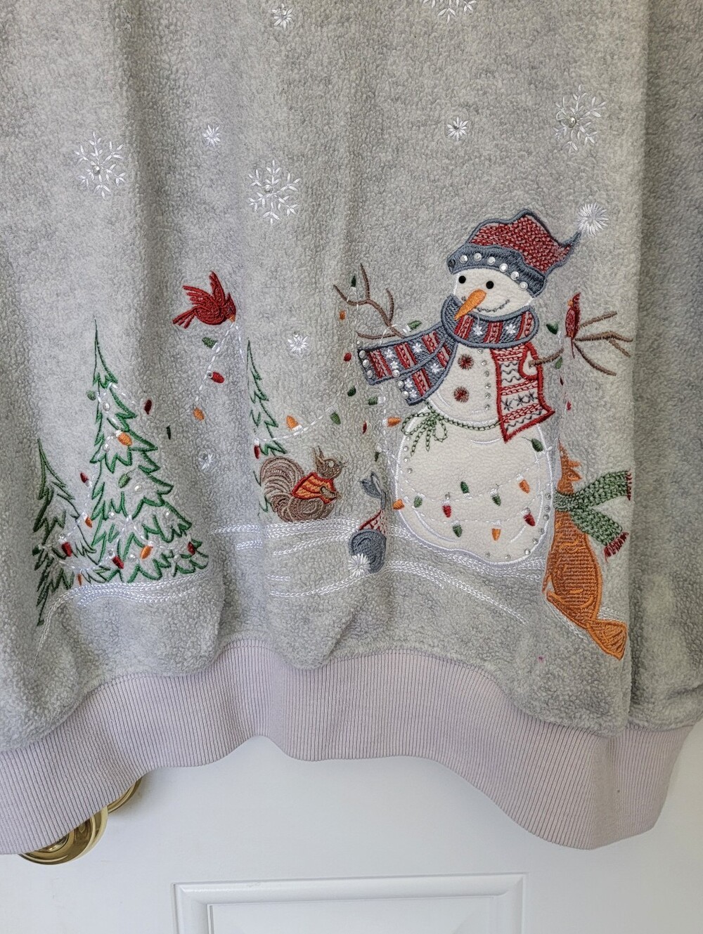 Alfred Dunner Classic Sweatshirt 3X Gray Crewneck Embroidered Christmas Snowman - Picture 2 of 9